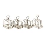 A Victorian silver four division toast rack,