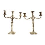 A pair of Elkington silver plated candelabra,
