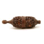 A carved coquille nut pomander,