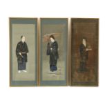 A group of three Japanese gouache paintings,