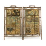 A pair of Japanese bamboo fire-screens,