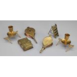 A collection of scratch-built brass miniatures,