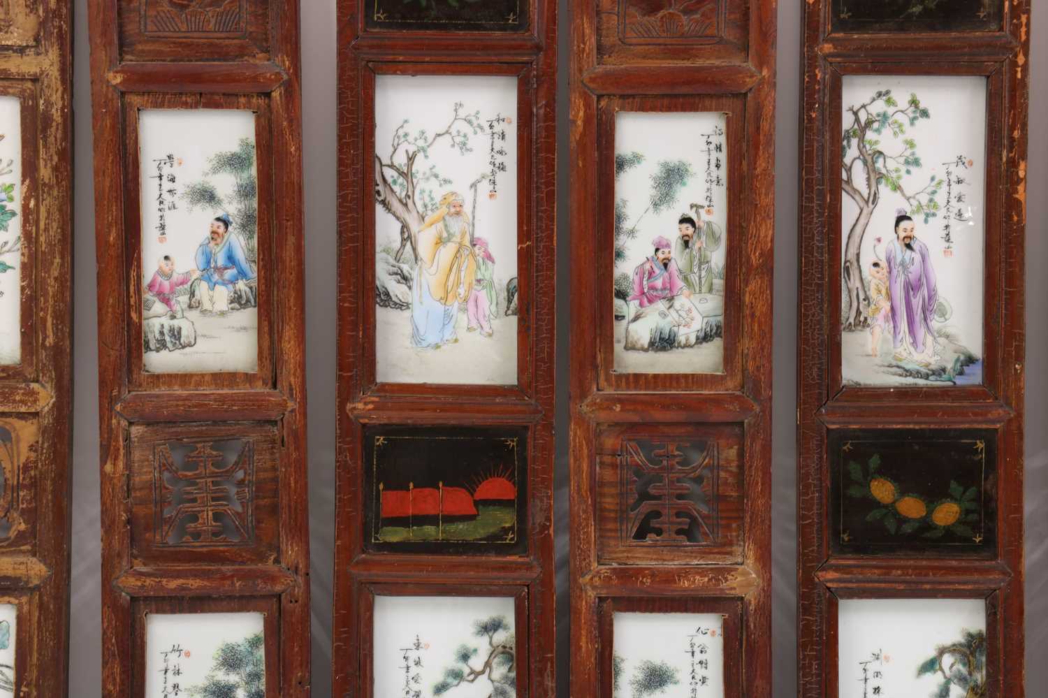Three pairs of Chinese panels, - Image 3 of 37