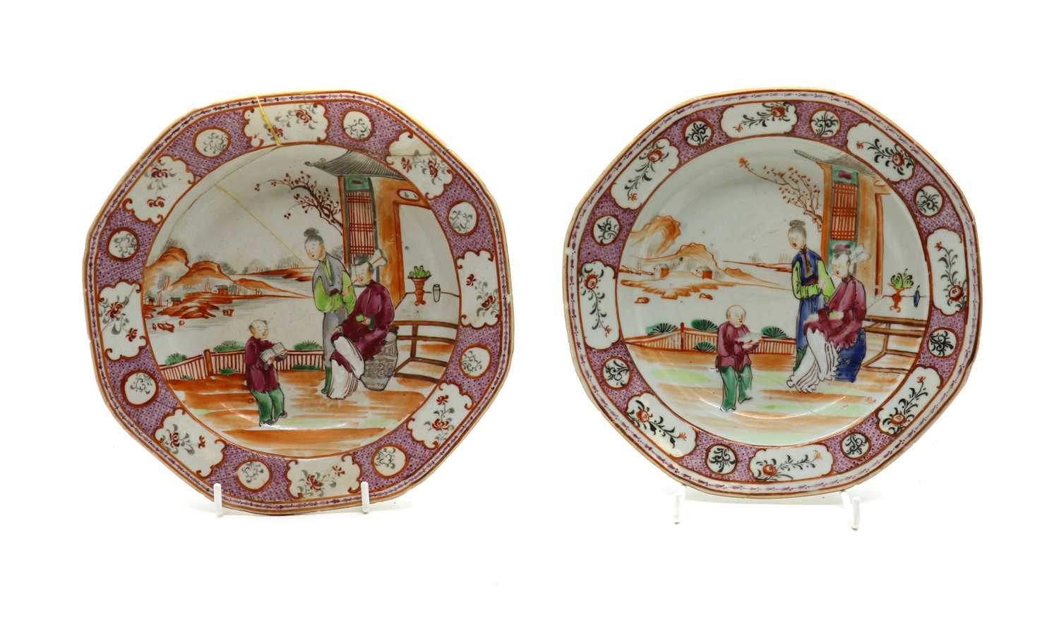 A pair of Chinese famille rose soup plates,