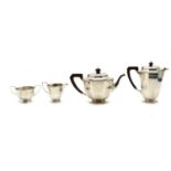 A silver four piece tea service,