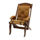 An oak campaign armchair,