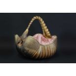 A taxidermy armadillo swing basket,