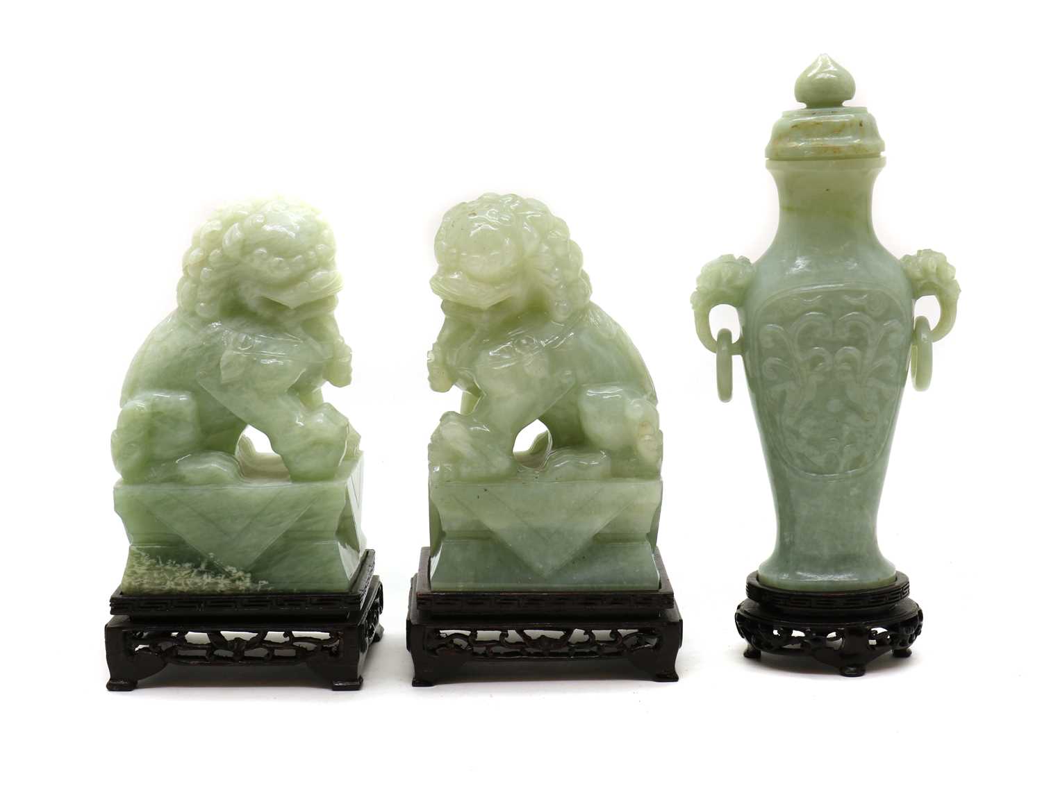 A group of jade carvings,