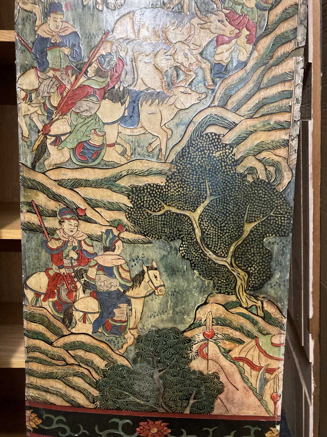 A group of seven Chinese lacquered panels, - Image 49 of 55