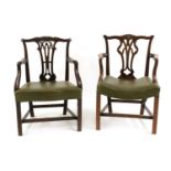 Two similar Georgian mahogany armchairs,