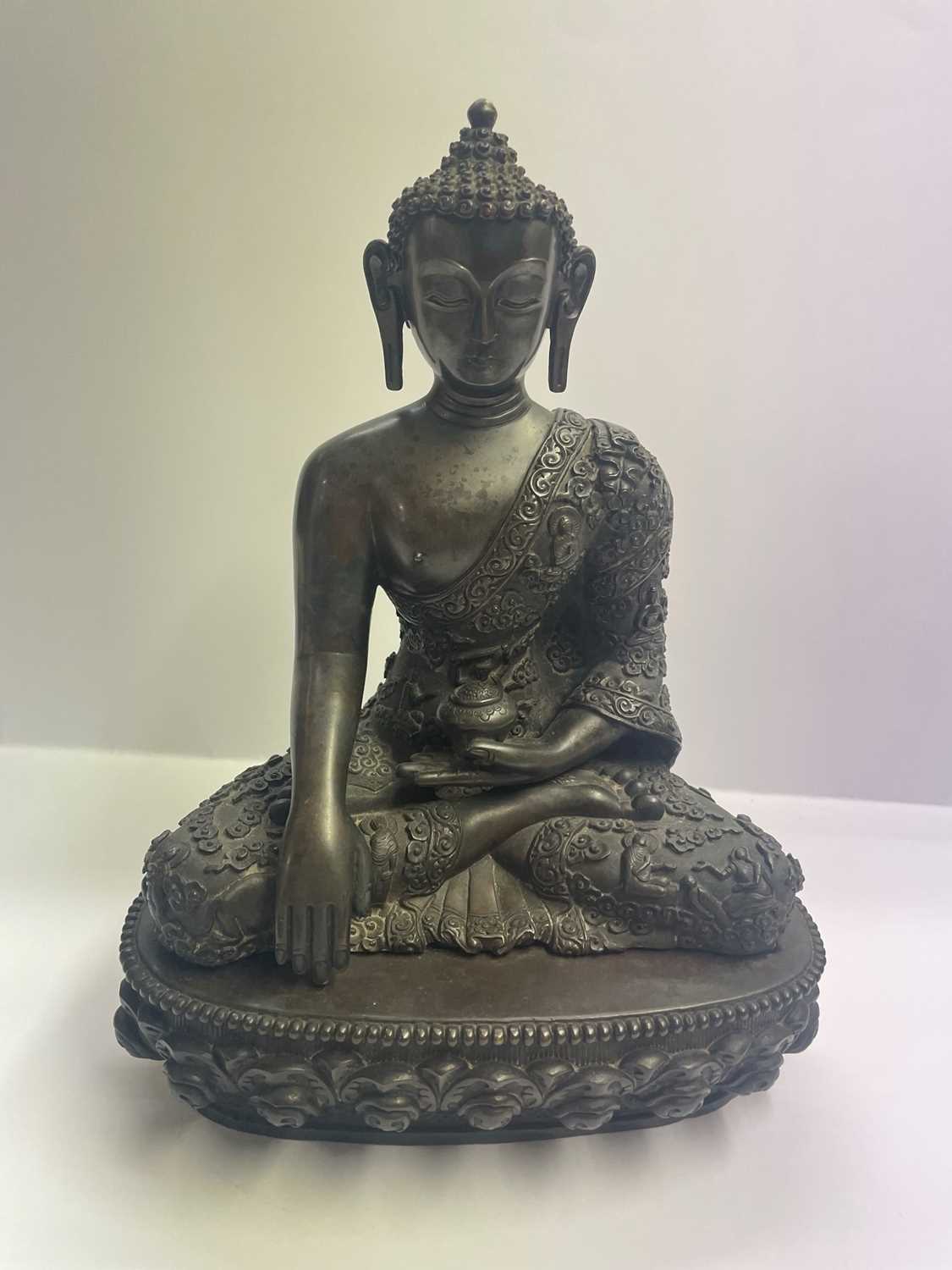 A Chinese bronze Buddha, - Image 3 of 11