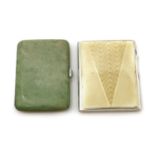 An Art Deco French silver and shagreen cigarette case