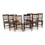 A matched set of eight ash and elm spindle-back chairs,
