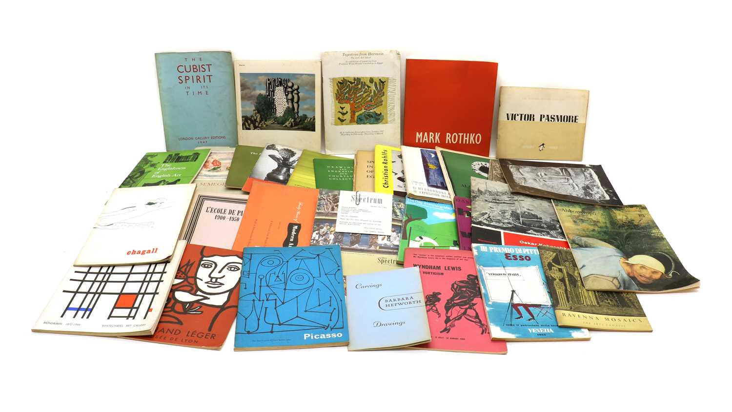 A collection of art exhibition catalogues