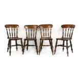 A group of four Victorian kitchen chairs,