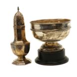 A silver trophy bowl