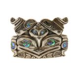 A Haida silver and abalone belt buckle,