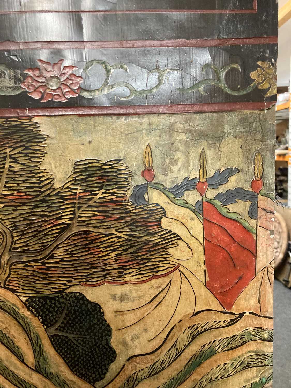 A group of seven Chinese lacquered panels, - Image 34 of 55