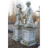 A pair of Haddonstone cherub figures,