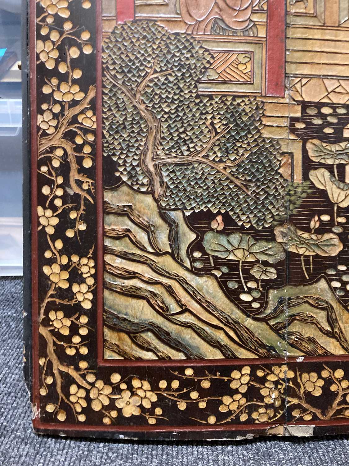 A group of seven Chinese lacquered panels, - Image 6 of 55