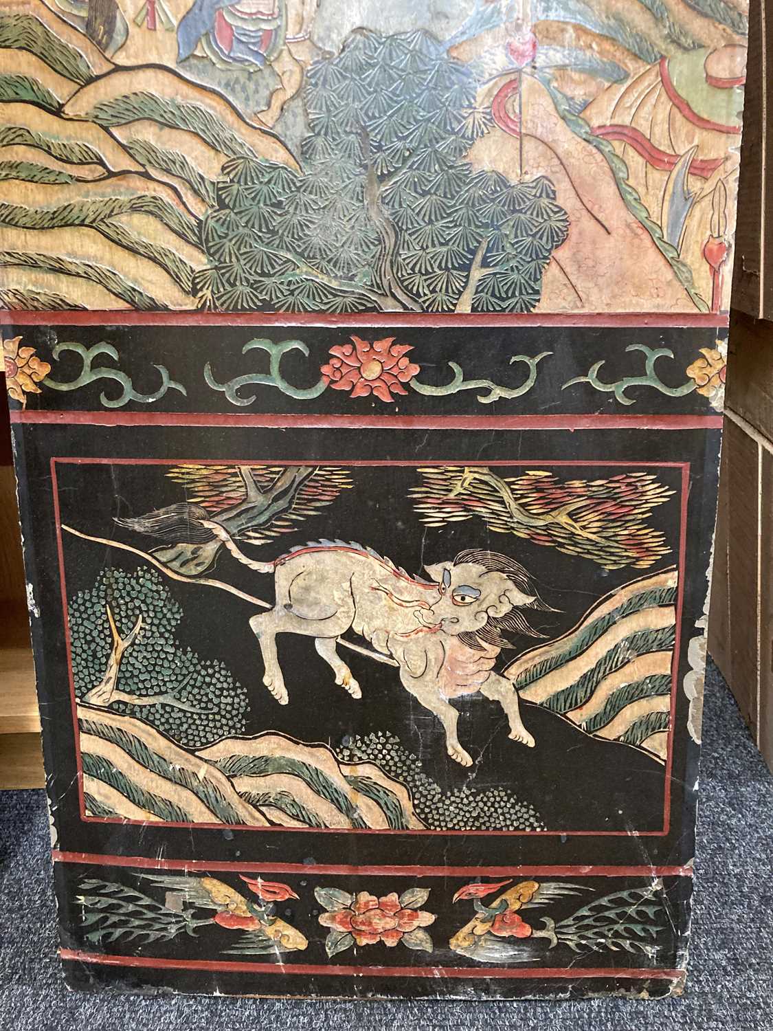 A group of seven Chinese lacquered panels, - Image 42 of 55