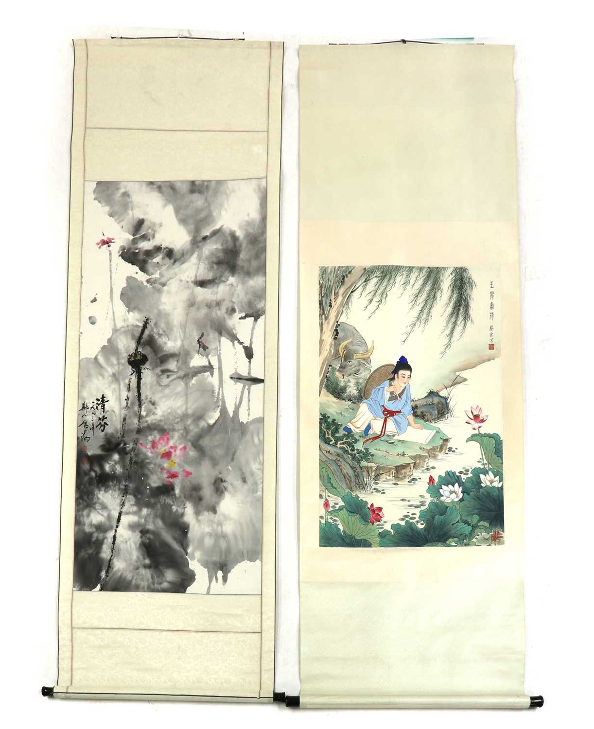 Two Chinese hanging scrolls,