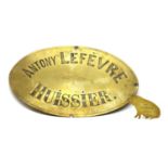 A French brass bailiff sign,