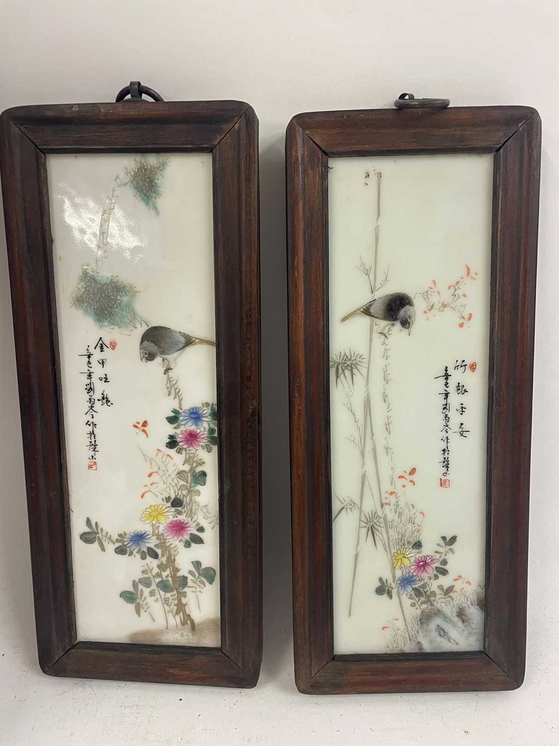 Two pairs of Chinese porcelain plaques, - Image 3 of 41