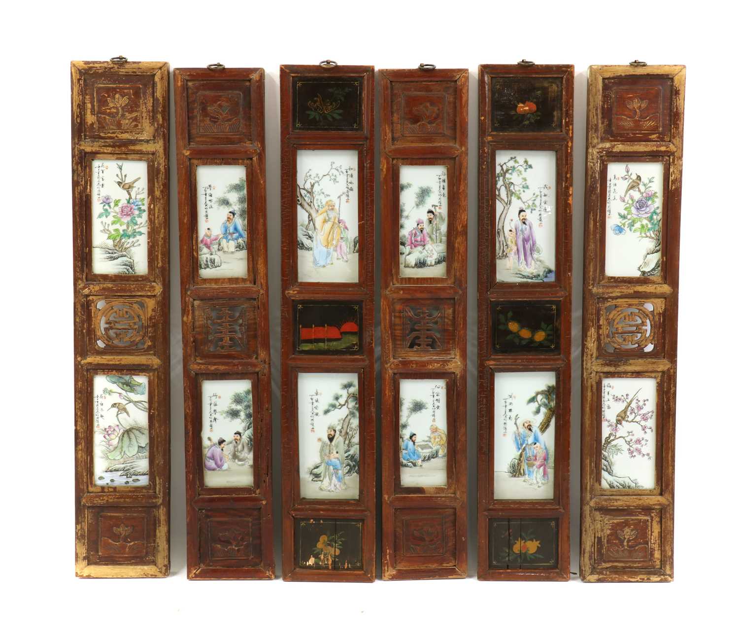 Three pairs of Chinese panels,