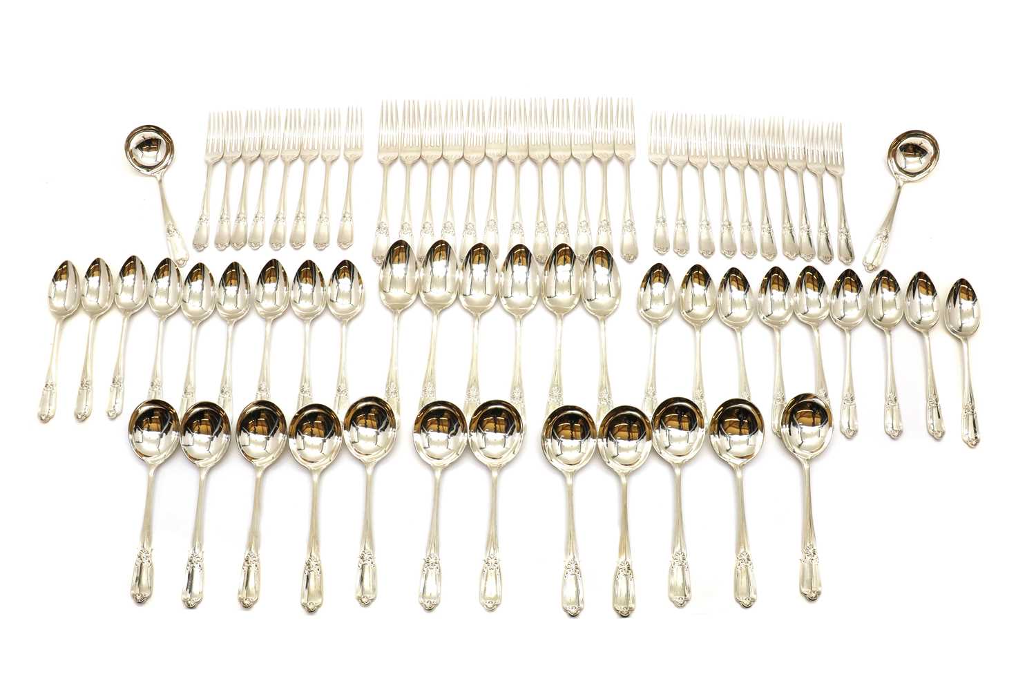 A composed silver table service,