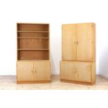 A pair of Danish light oak cabinets,