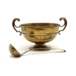 A large twin handled silver presentation bowl