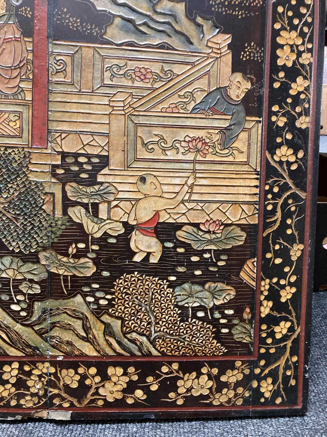 A group of seven Chinese lacquered panels, - Image 5 of 55