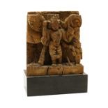 A South Indian carved wooden panel,