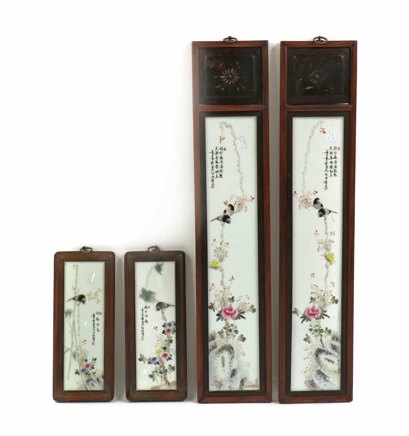 Two pairs of Chinese porcelain plaques,