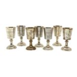 A set of seven silver 'Hertford Elizabethan Chalice' cups,