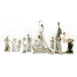 A collection of Lladro porcelain figures
