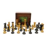 A Jacques Staunton boxwood and ebony chess set,