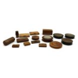 A collection of treen boxes,