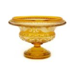 Victorian amber overlaid glass pedestal bowl