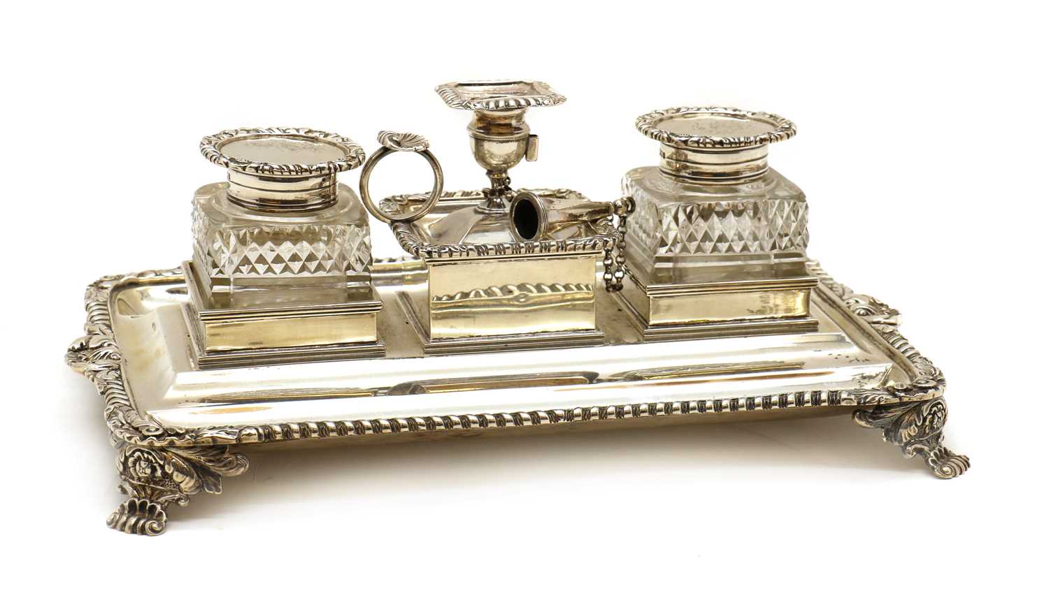 A late Victorian silver desk stand - Image 2 of 3