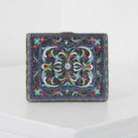 A Russian style silver and cloisonné cigarette case,