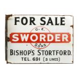 A Sworder & Sons double sided enamel sign