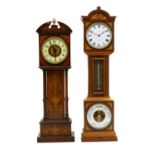 An Edwardian rosewood and inlaid miniature longcase clock,