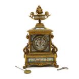 A French Louis XVI style gilt cased mantle clock,