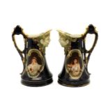 A pair of Austrian Alexandra porcelain wine ewers,