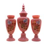 A Victorian glass vase garniture,