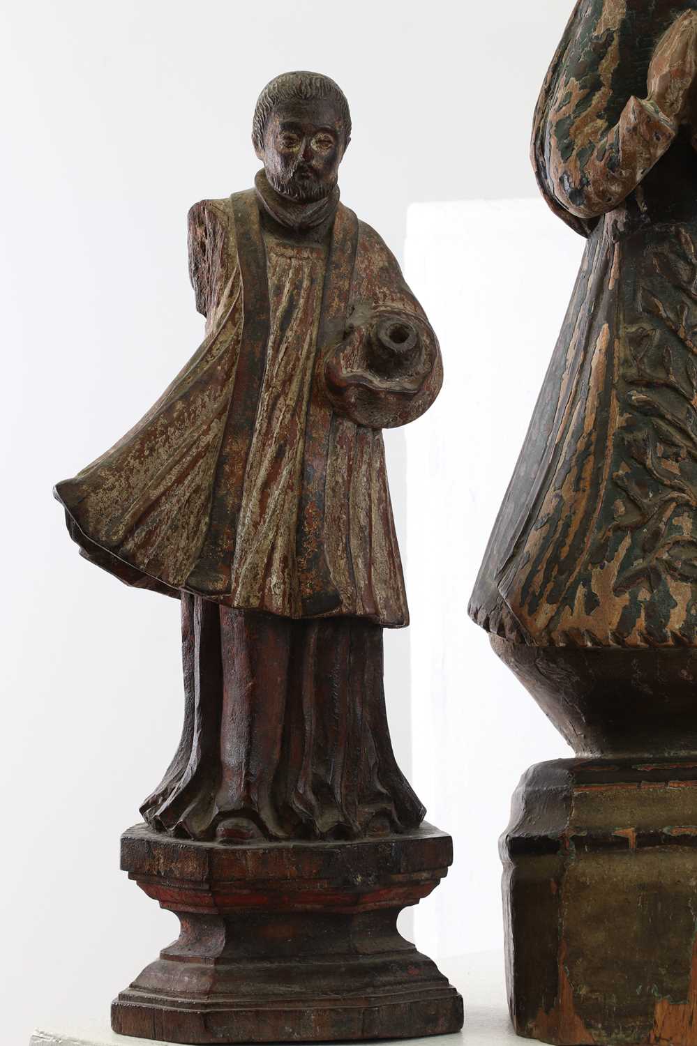 A group of carved and polychrome-painted wooden saints, - Image 5 of 17
