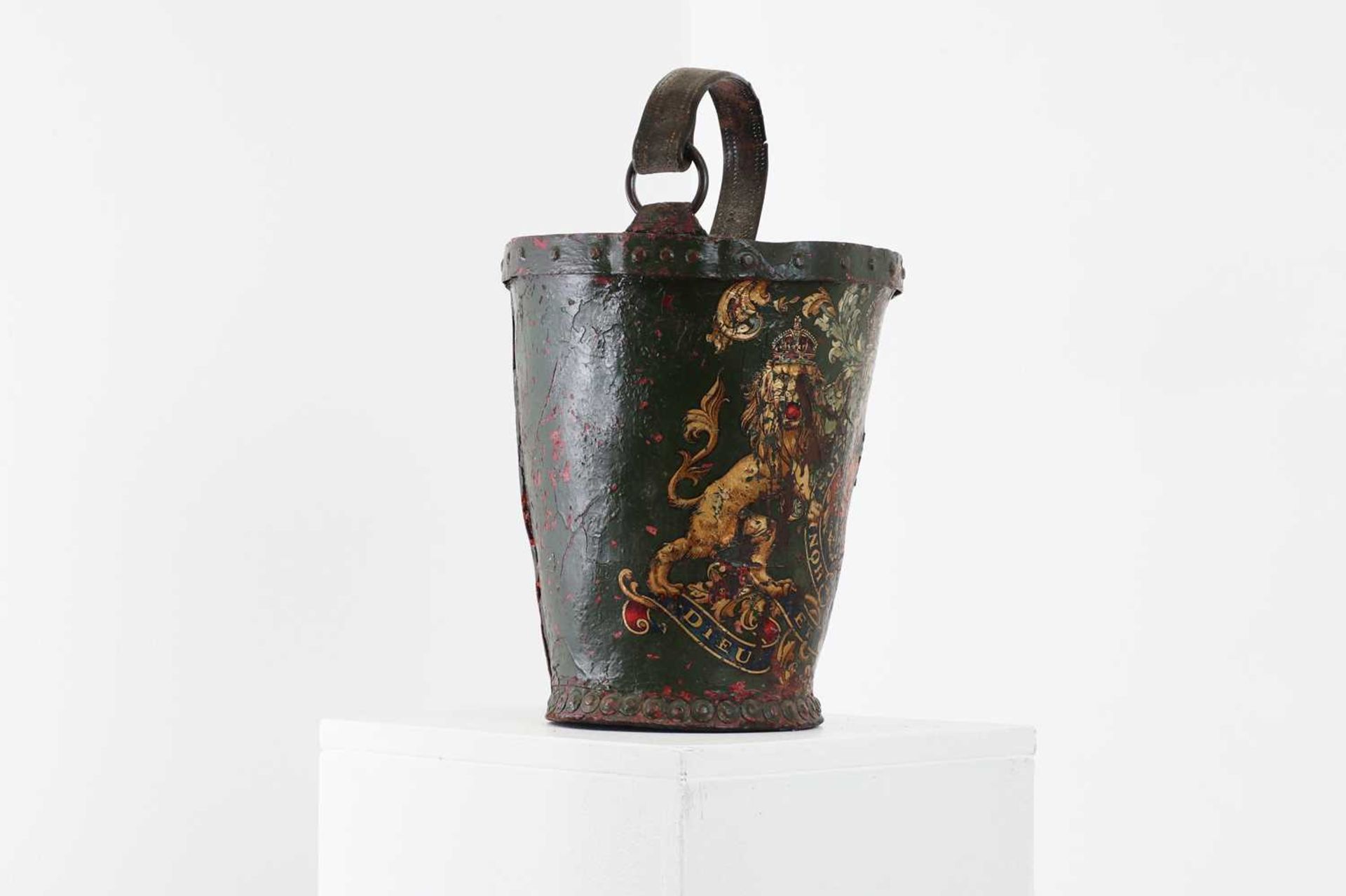 A Victorian painted leather fire bucket, - Image 8 of 8