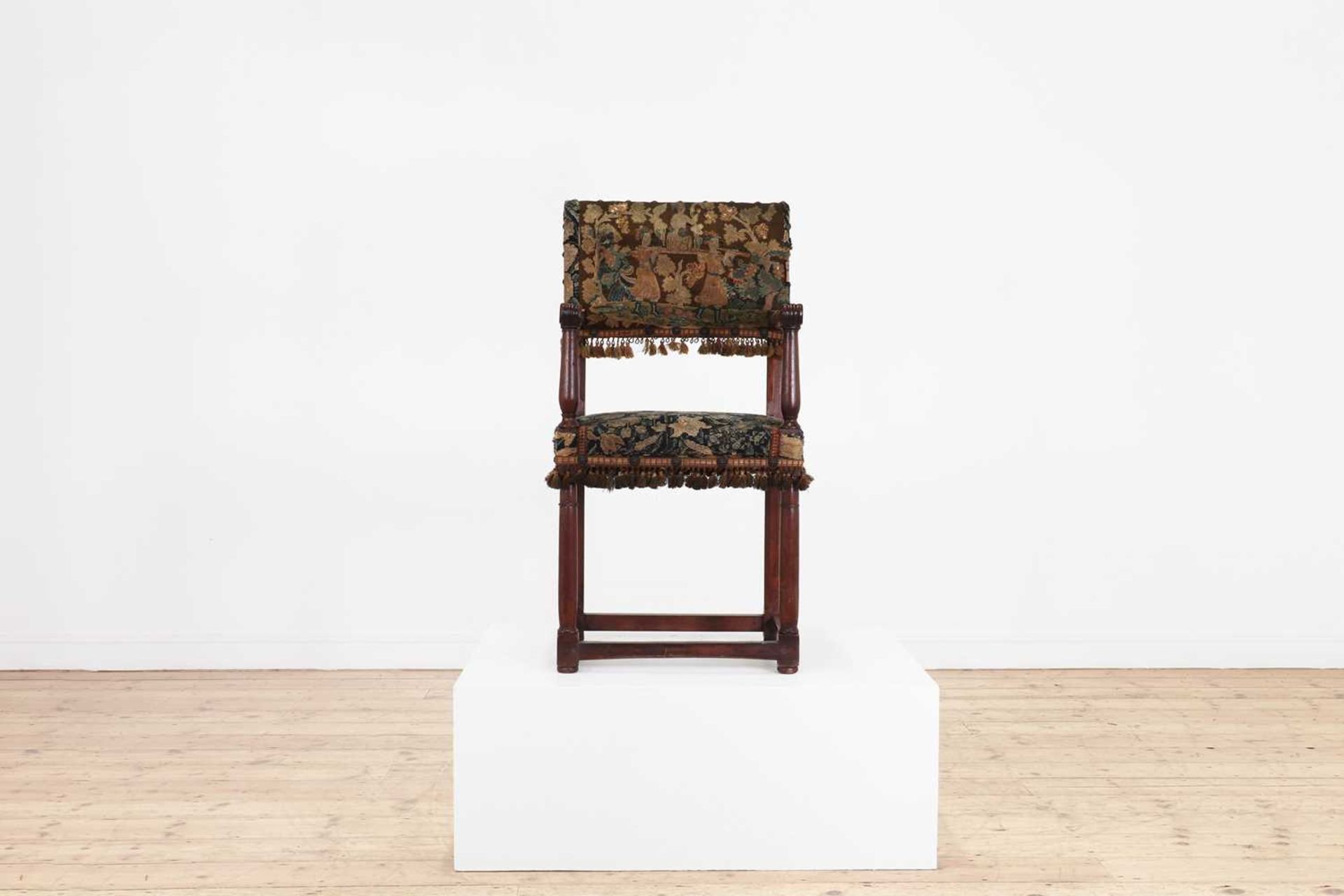 A walnut open armchair, - Image 6 of 9